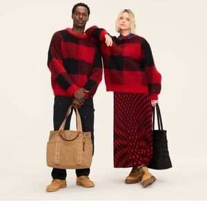 Woolrich Red and Black Checkered Women's Sweater